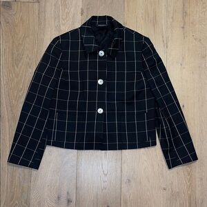 Brooks Brothers Black Plaid Women's Blazer wool size 10 business casual suit